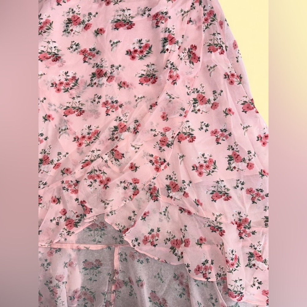 Allegra K Pink Floral Sleeveless Midi Dress XS | Smocked Waist - New With Tags - Picture 6 of 10